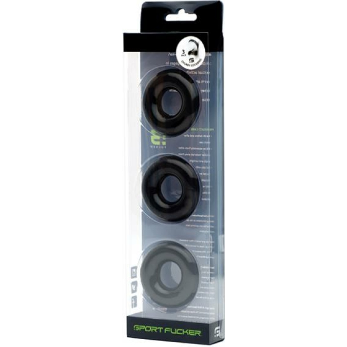 Sport Fucker Chubby Cockring Pack Of 3 - Black - Image 1