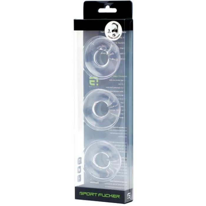 Sport Fucker Chubby Cockring Pack Of 3 - Clear - Image 1