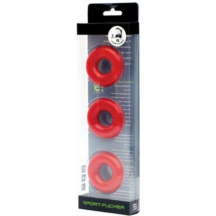 Sport Fucker Chubby Cockring Pack Of 3 - Red - Image 1