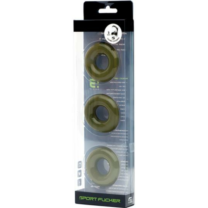 Sport Fucker Chubby Cockring Pack Of 3 - Army Green - Image 1