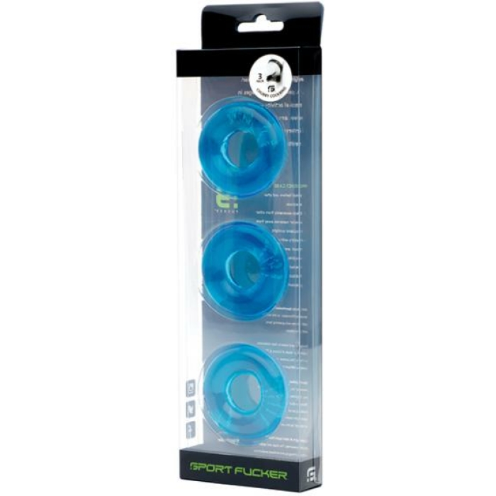 Sport Fucker Chubby Cockring Pack Of 3 - Ice Blue - Image 1