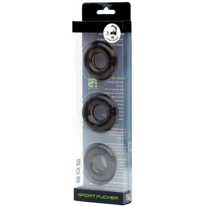 Sport Fucker Chubby Cockring Pack Of 3 - Smoke - Image 1
