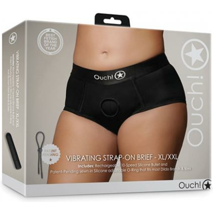 Shots Ouch Vibrating Strap On Brief - Black Xl/xxl - Image 1