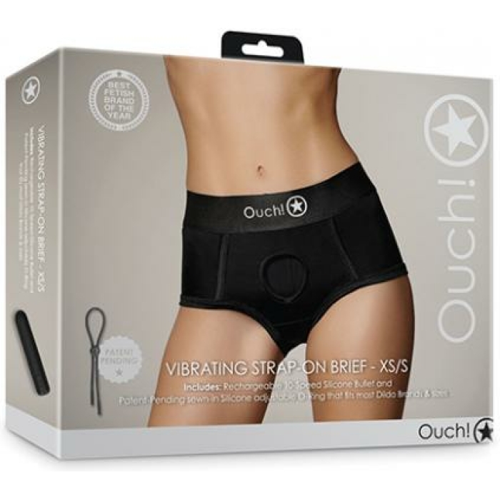 Shots Ouch Vibrating Strap On Brief - Black Xs/s - Image 1