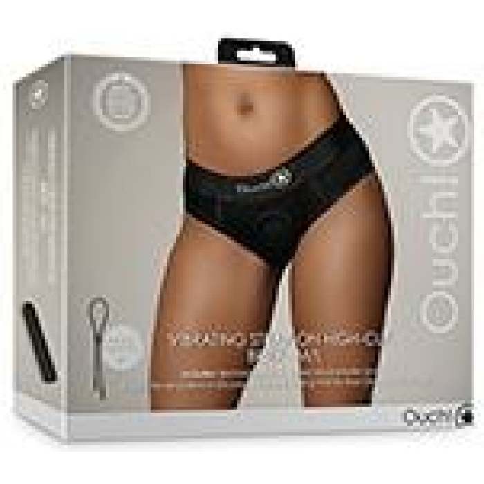 Shots Ouch Vibrating Strap On High-cut Brief - Black M/l - Image 1