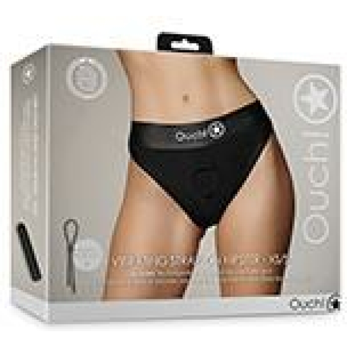 Shots Ouch Vibrating Strap On Hipster - Black Xs/s - Image 1