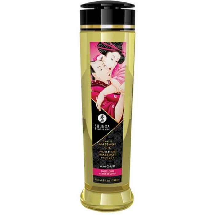 Shunga Massage Oil - 8 Oz Sweet Lotus - Image 1