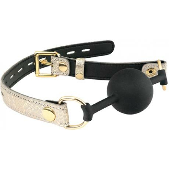 Spartacus Silicone Gag Leather Lining White Snakeskin Microfiber - Image 1