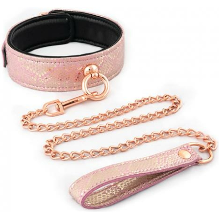 Spartacus Microfiber Collar & Leash Leather Lining Pink - Image 1