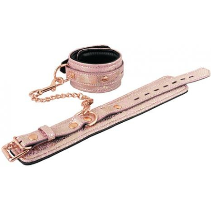 Spartacus Ankle Restraints W/leather Lining - Pink Snakeskin Micro Fiber - Image 1