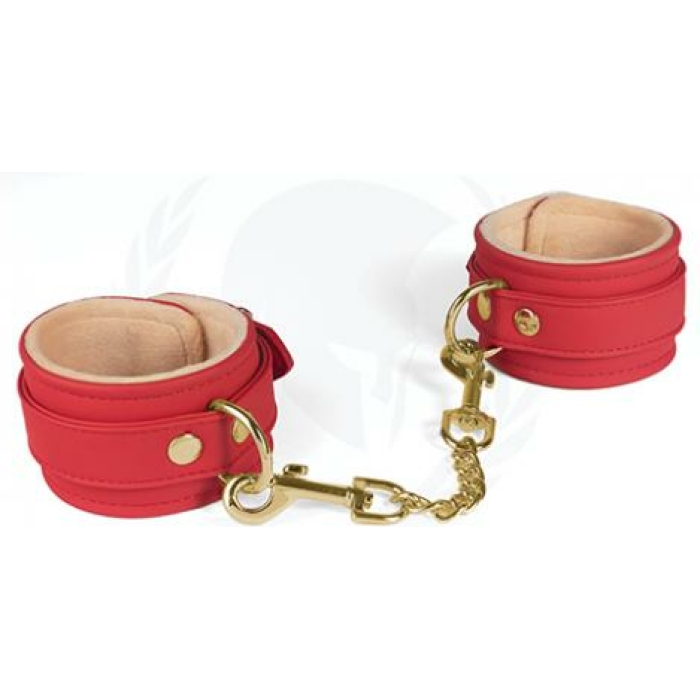 Spartacus Pu Ankle Cuffs W/plush Lining - Red - Image 1