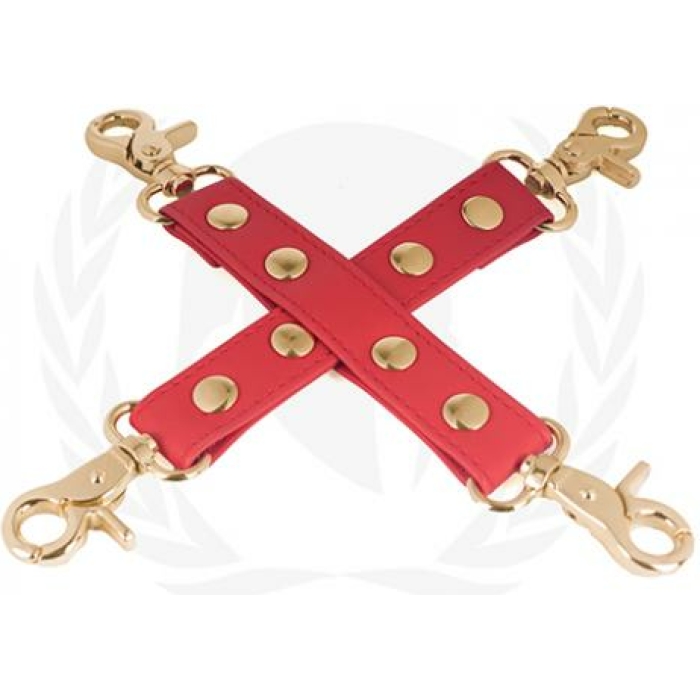 Spartacus Pu Hog Tie W/gold Hardware - Red - Image 1
