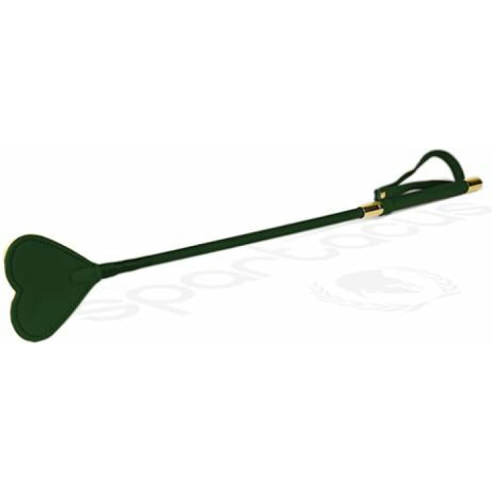 Spartacus Pu Riding Crop W/plush Heart Shape Tip - Green - Image 1