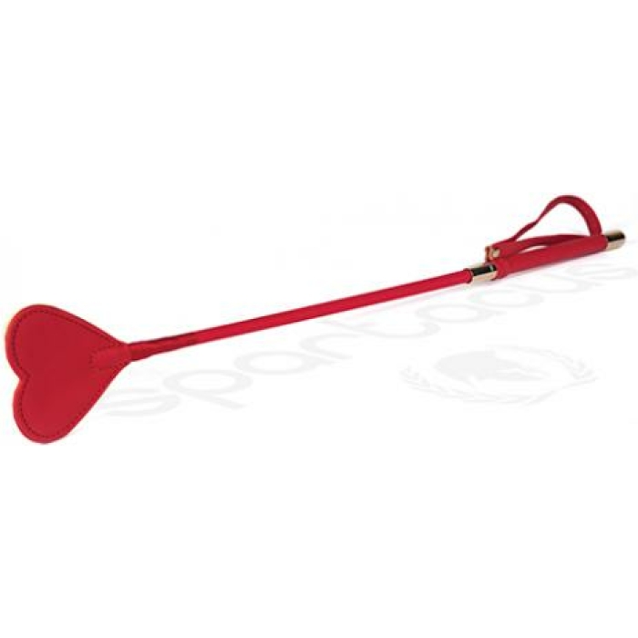 Spartacus Pu Riding Crop W/plush Heart Shape Tip - Red - Image 1