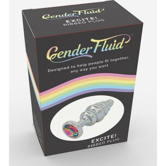 Gender Fluid Excite! Ribbed Plug - Silver - Image 1