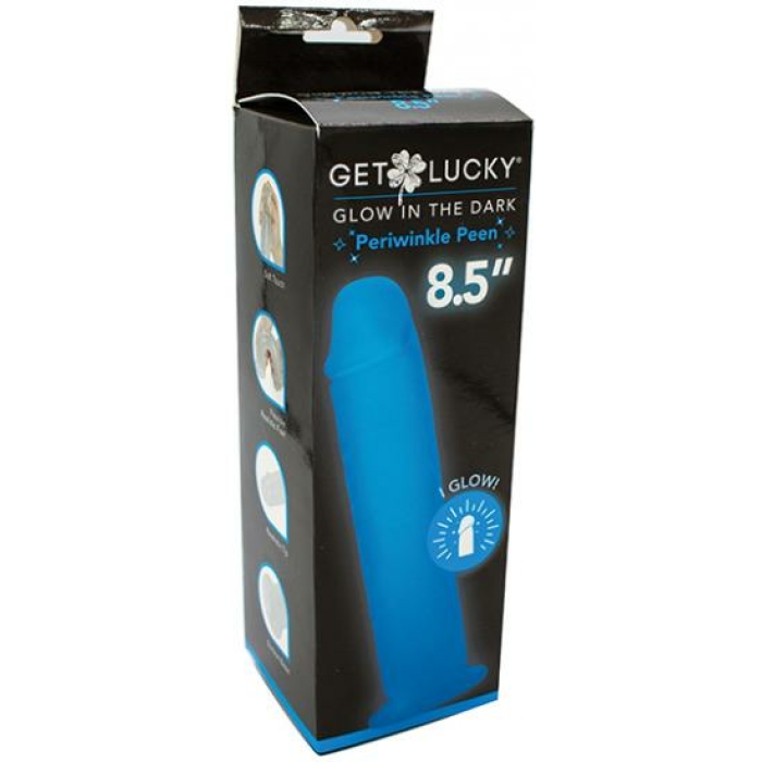 Get Lucky 8.5" Glow In The Dark Periwinkle Peen Dildo - Image 1
