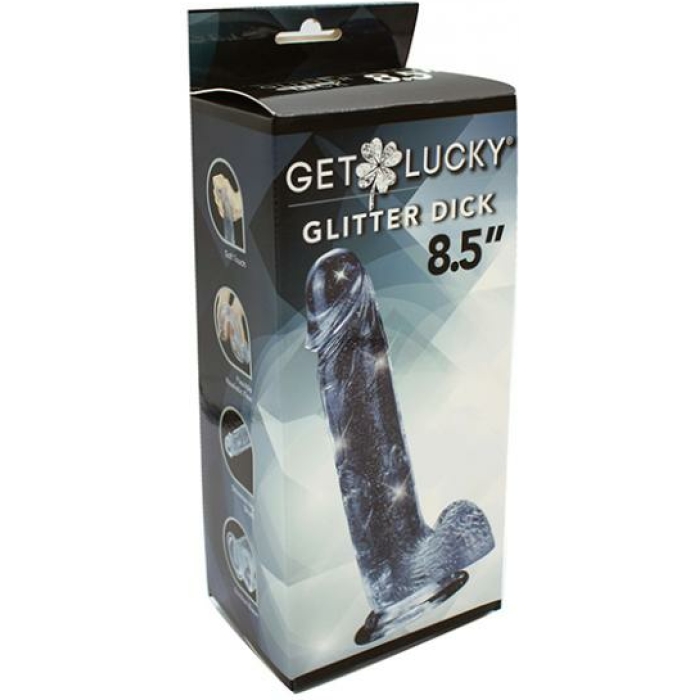 Get Lucky 8.5" Real Skin Glitter Dick - Clear - Image 1