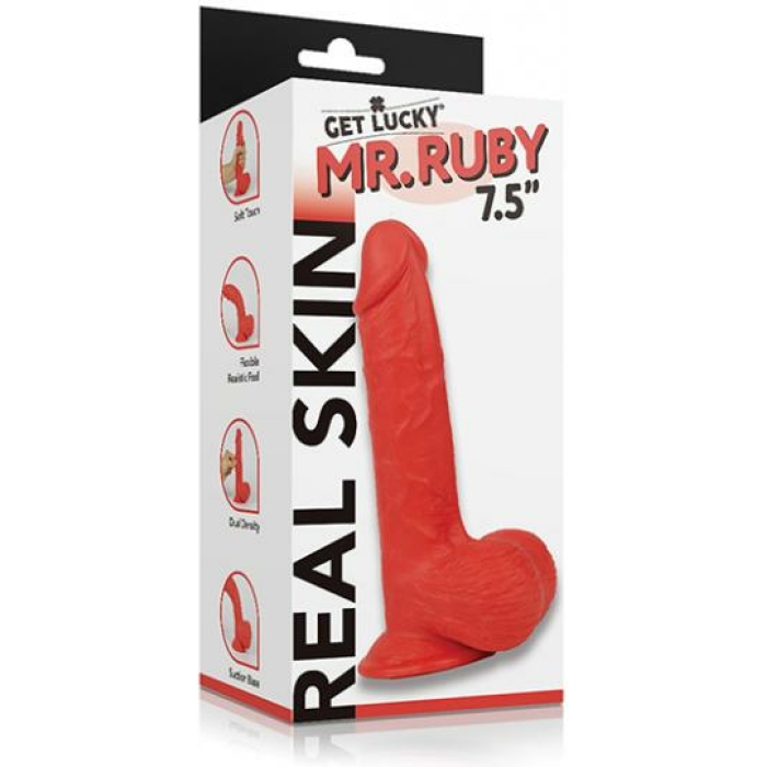 Get Lucky Mr. Ruby 7.5" Dual Layer Dong - Image 1