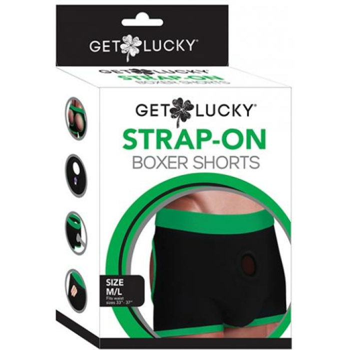 Get Lucky Strap On Boxers - M-l Black/green - Image 1