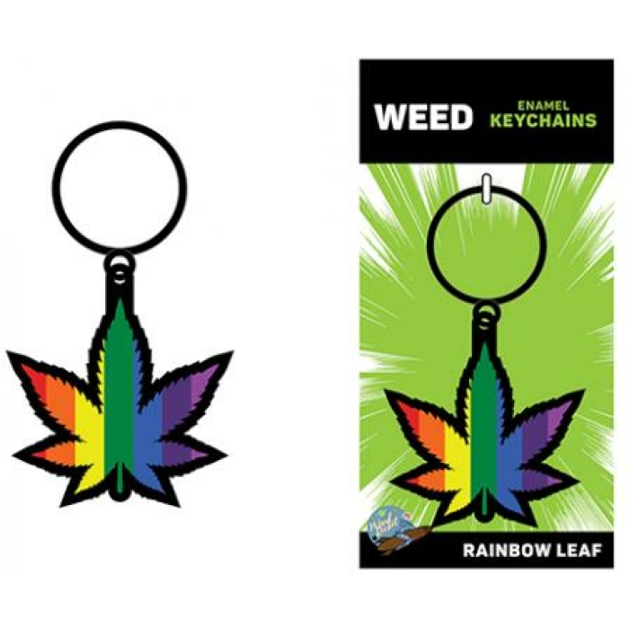 Wood Rocket Rainbow Leaf Keychain - Rainbow - Image 1