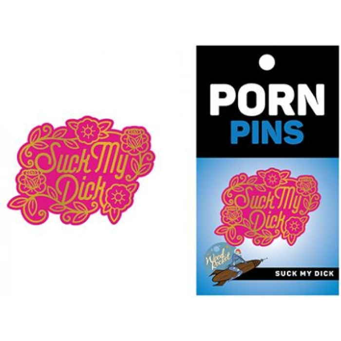 Wood Rocket Porn Suck My Dick Pin - Pink/gold - Image 1