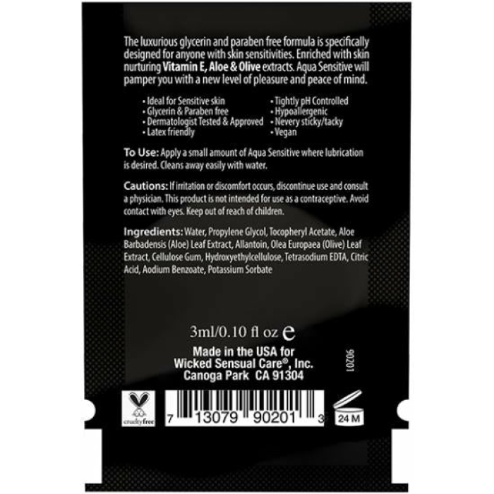 Wicked Aqua Sensitive Water Based Lubricant  .1 oz - Image 2