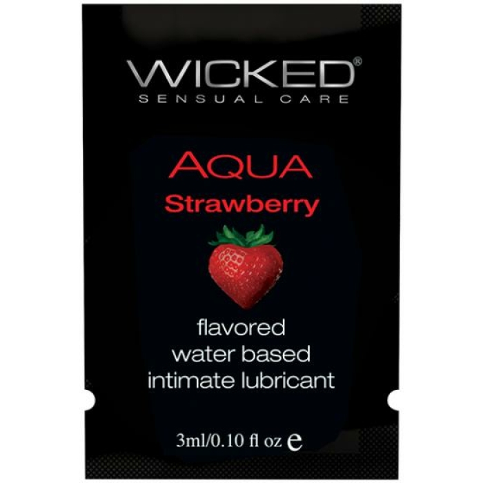 Wicked Aqua Water Based Lubricant Strawberry .1oz - Image 1