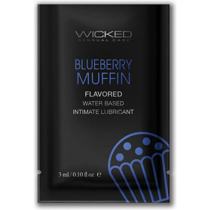 Wicked Sensual Care Water Based Lubricant - .1 Oz Blueberry Muffin - Image 1