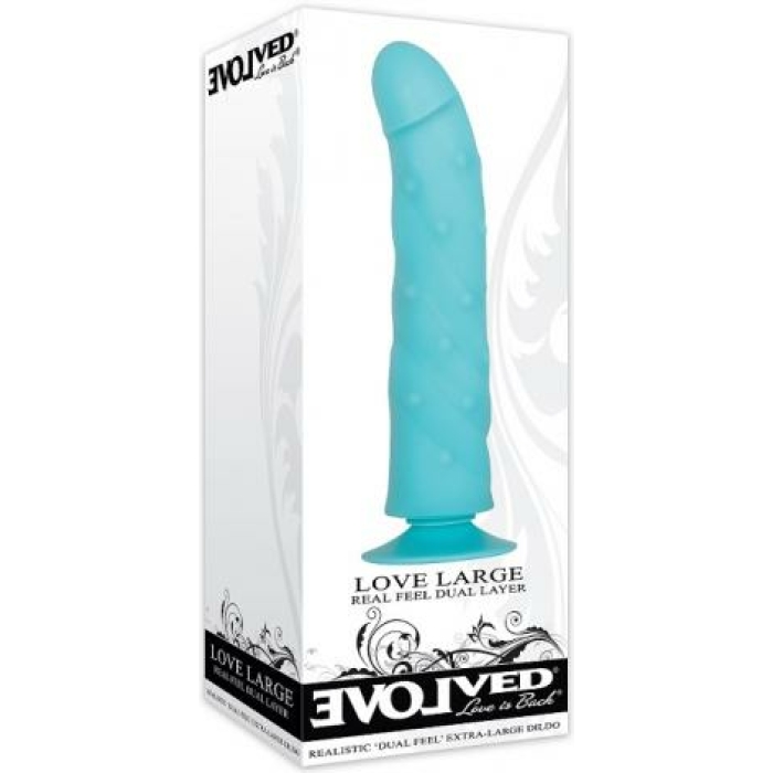 Love Large Real Feel Dual Layer Dildo Blue - Image 3