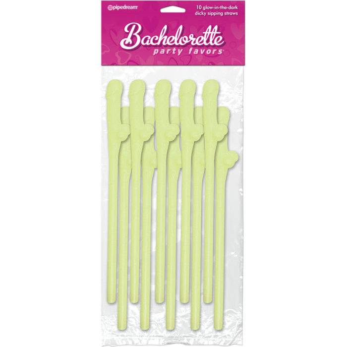 Bachelorette Party Favors Dicky Sipping Straws Glow In The Dark 10pc. - Image 2