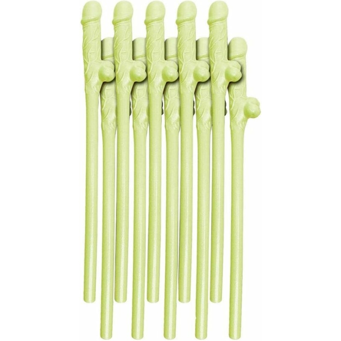 Bachelorette Party Favors Dicky Sipping Straws Glow In The Dark 10pc. - Image 1
