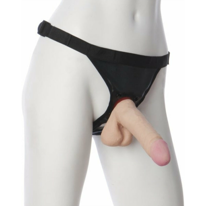 Vac-U-Lock 7" Ultraskyn Dildo with Ultra Harness - Beige - Image 1