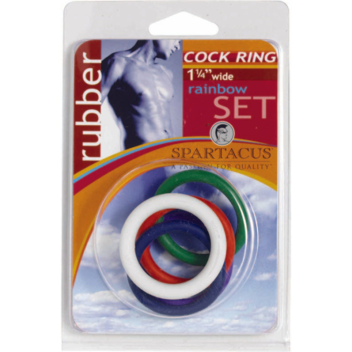 Spartacus Cock Ring Rainbow Set (4 Rubber Cock Rings) - Image 3