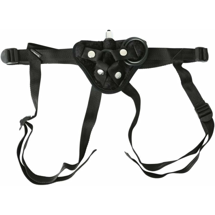 Vibrating Velvet Harness Strap On Harness Black - Image 1
