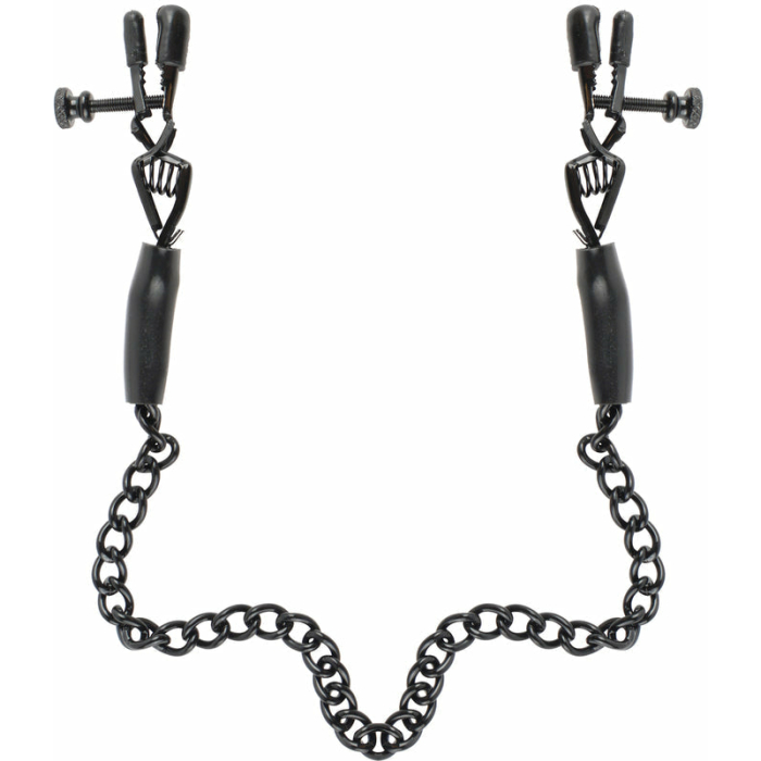 Fetish Fantasy Adjustable Nipple Chain Clamps Black - Image 1