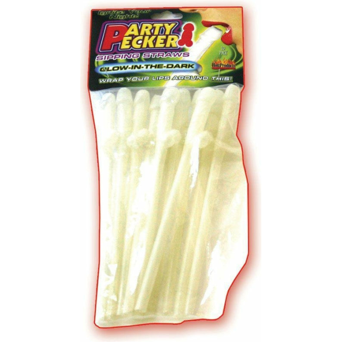 Party Pecker Sipping Straws Glow 10 Pack - Image 2