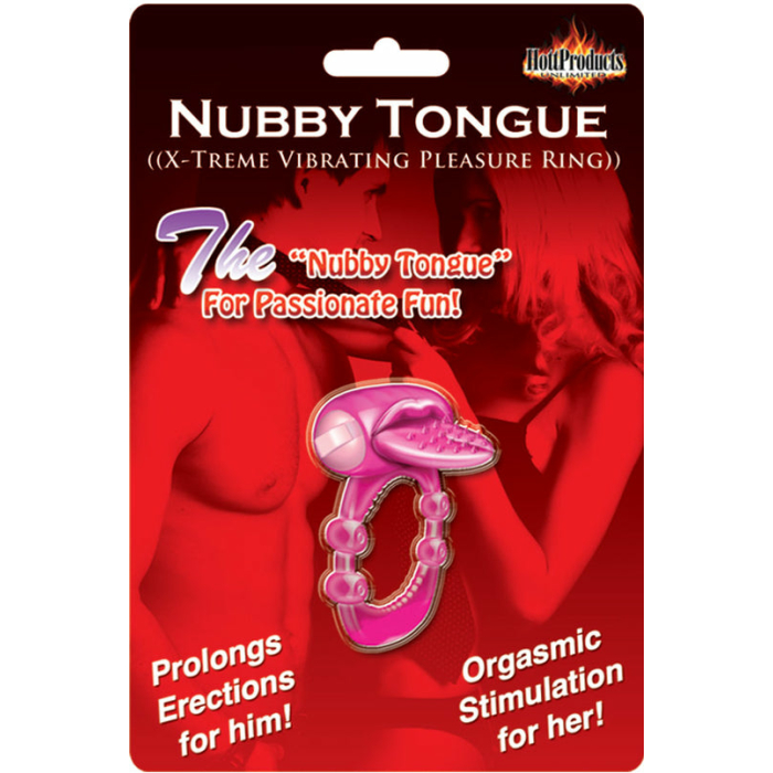 Nubbie Tongue Magenta Pink Vibrating Cock Ring - Image 2