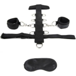 Lux Fetish Adjustable Neck & Wristraint Set Black