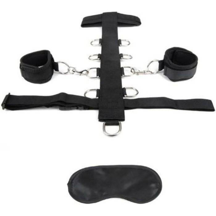 Lux Fetish Adjustable Neck & Wristraint Set Black - Image 1