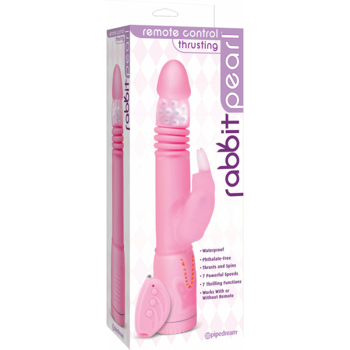 Remote Control Thrusting Rabbit Pearl Vibrator Pink - Image 3