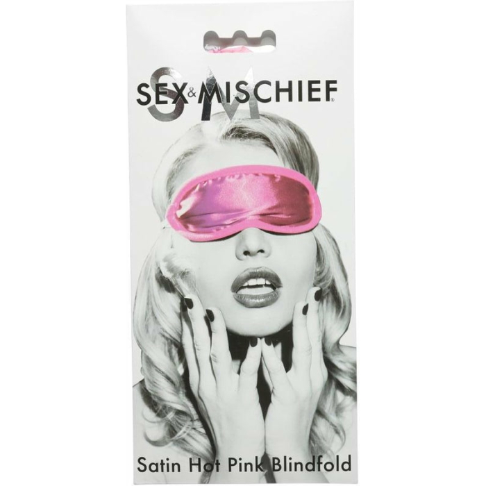 Sex & Mischief Satin Hot Pink Blindfold - Image 3