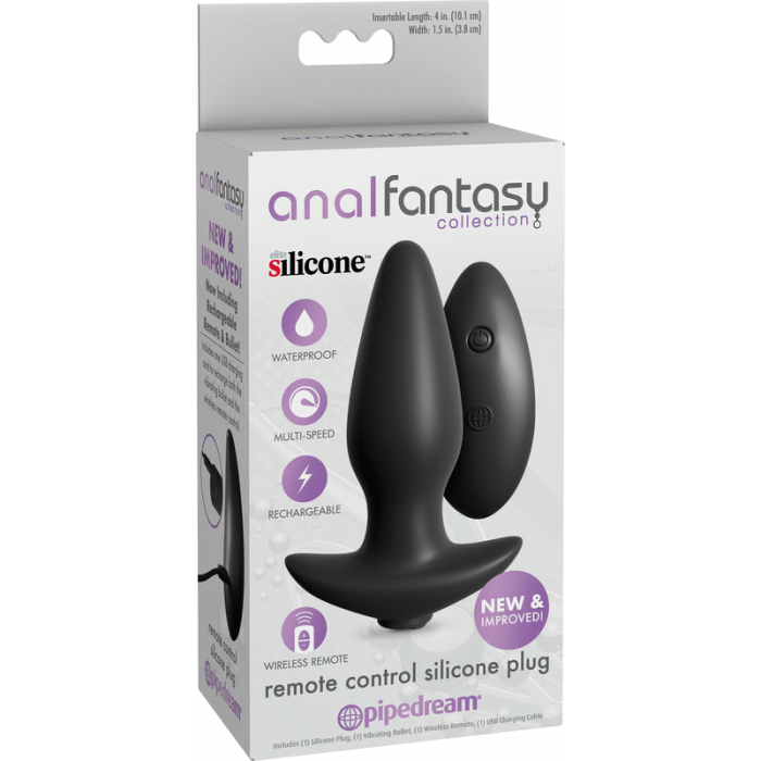 Anal Fantasy Remote Control Silicone Plug Black - Image 3