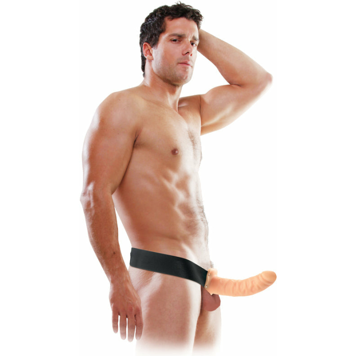 Hollow Strap On 8 inch Dildo - Beige - Image 2