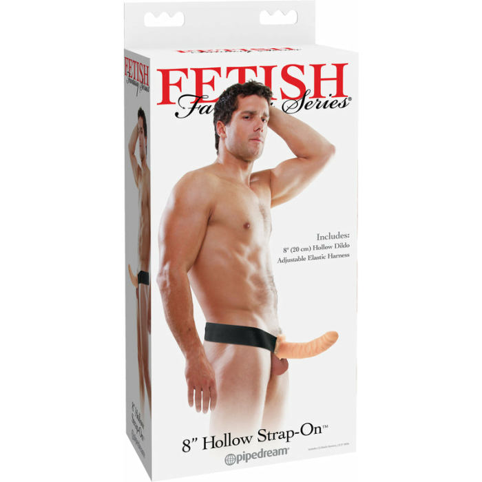 Hollow Strap On 8 inch Dildo - Beige - Image 3