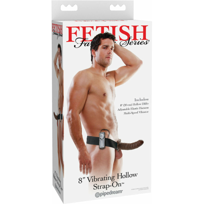 Fetish Fantasy 8in Vibrating Hollow Strap-on Brown - Image 3