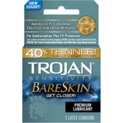 Trojan Bareskin Thinner Latex Condoms (3 Pack)