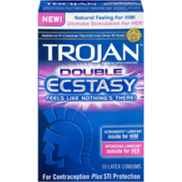 Trojan Double Ecstasy Latex Condoms (10 Pack) - Image 1