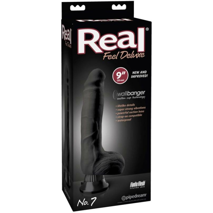 Real Feel Deluxe No 7 Black Vibrating Dildo - Image 3