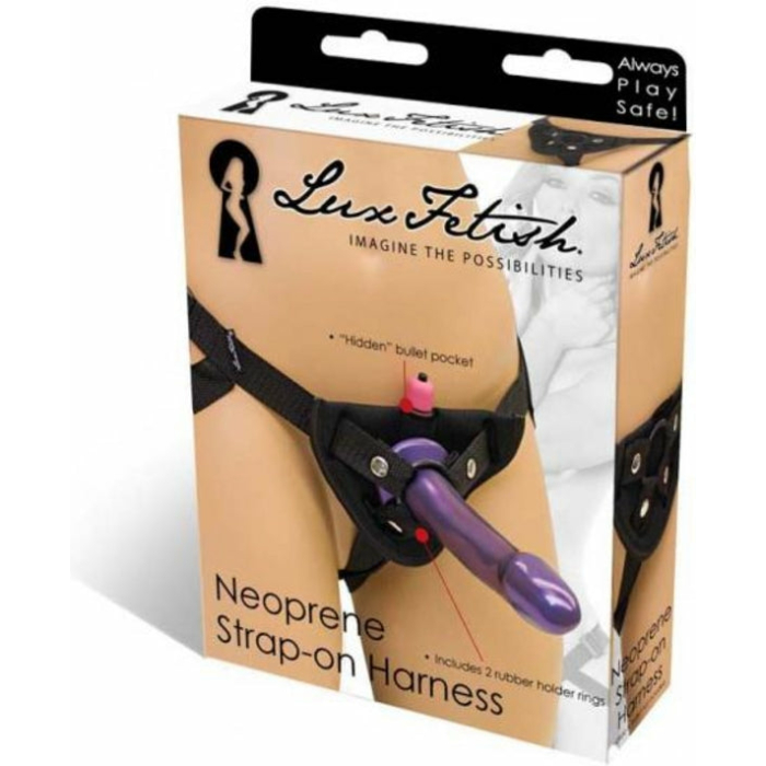 Lux Fetish Neoprene Strap On Harness Black O/S - Image 2