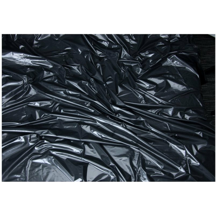 Lux Fetish Vinyl Bed Sheet California King Flat Black - Image 1